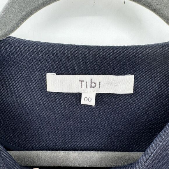 Tibi 1/4 Zip Pullover Knit Top Size 00 Navy Blue Athleisure Contemporary Luxe - Picture 5 of 10